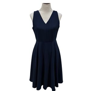 Gal Meets Glam Navy Blue V Neck Fit and Flare Kendra Dress Size 6
